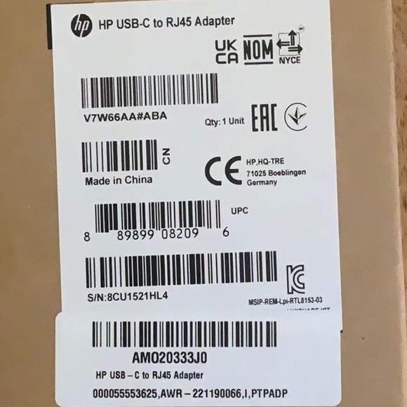 HP USB-C to RJ45 Adapter - Brand New in Box. - Picture 3 of 3